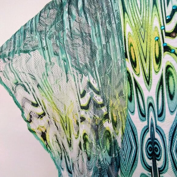 NWT Unity World Wear High Low Floral & Lace Women's Short Sleeve Blouse  Small - Picture 3 of 7